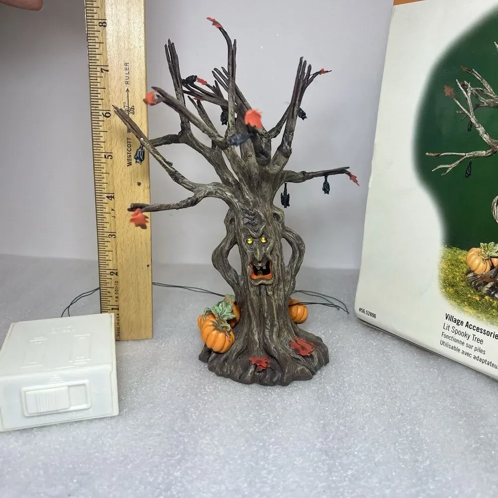 Department 56 Snow Village Halloween Lit Spooky Tree #52896 Works